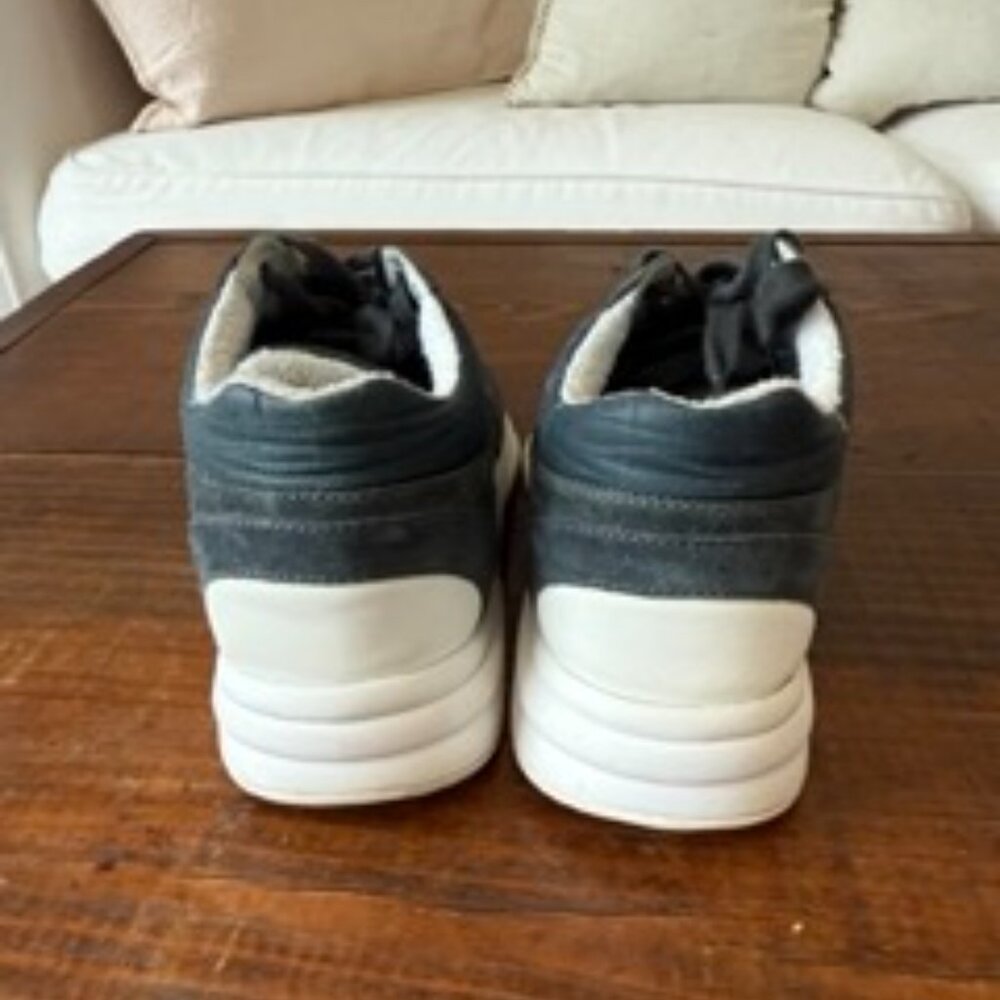 Chanel Grey/White Fabric and Suede CC Lace Up Sneakers - Picture 5 of 5